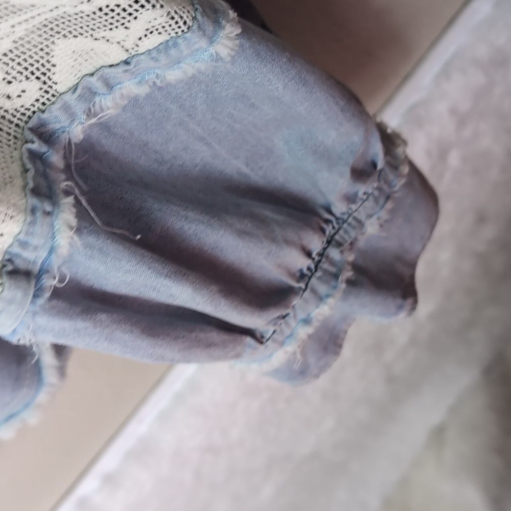 POL Patchwork Denim Jacket Women's Small Shirt Bl… - image 9